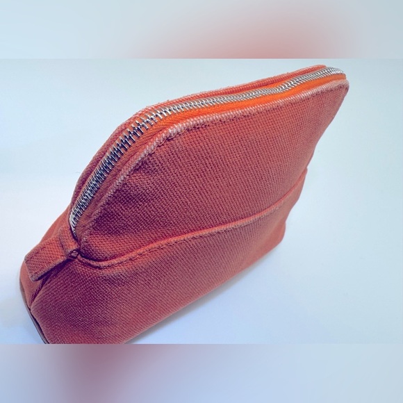 Hermès Pouch Bolide Mini Mini Pouch Orange Toile H Canvas Travel Case Rare AUTH - Picture 8 of 13